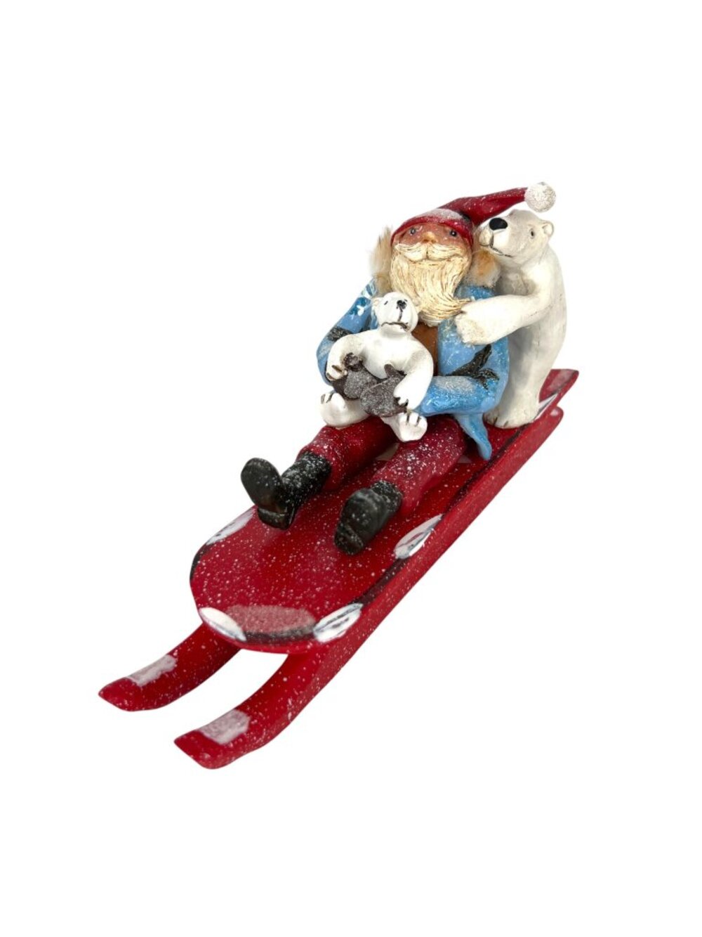 Demdaco Santa Laura Benge Polar Bears Red Sleigh Figurine Christmas Decor